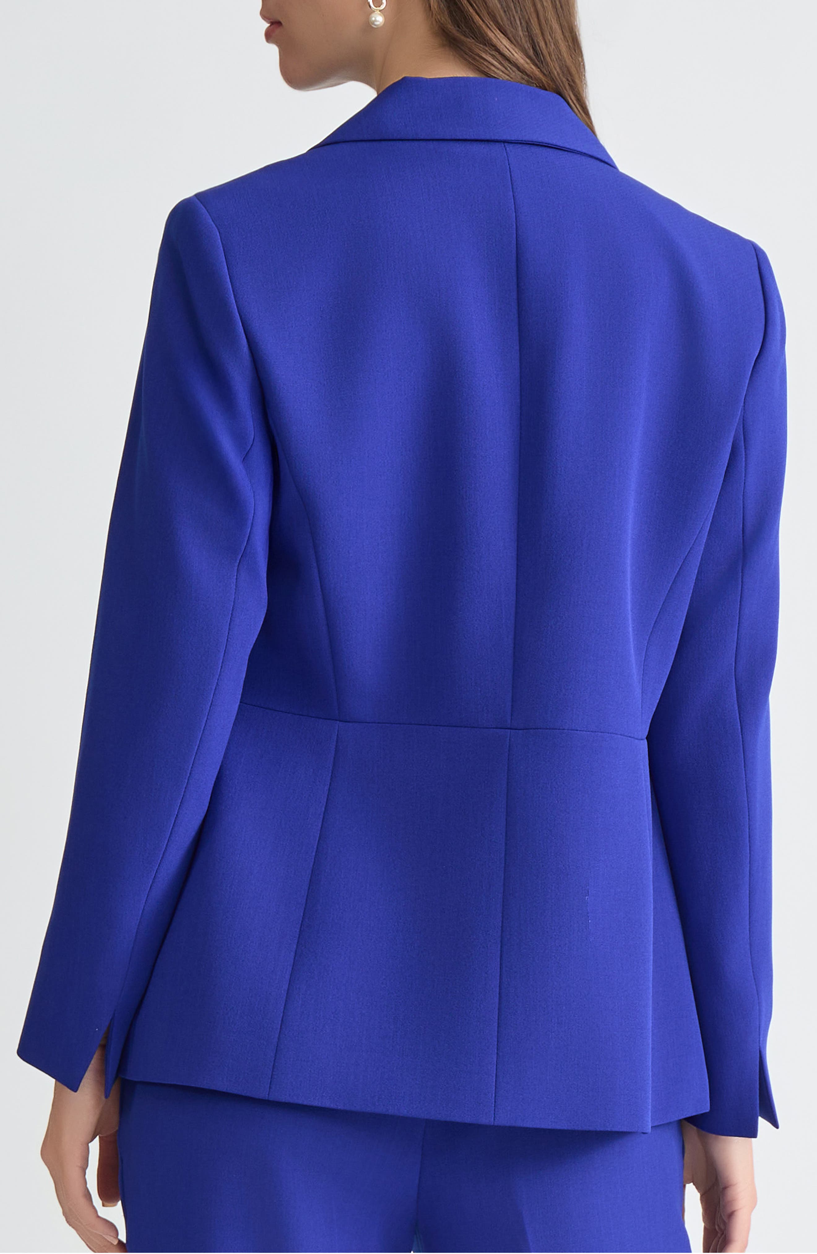 KASPER Peak Lapel Stretch Crepe Peplum Blazer