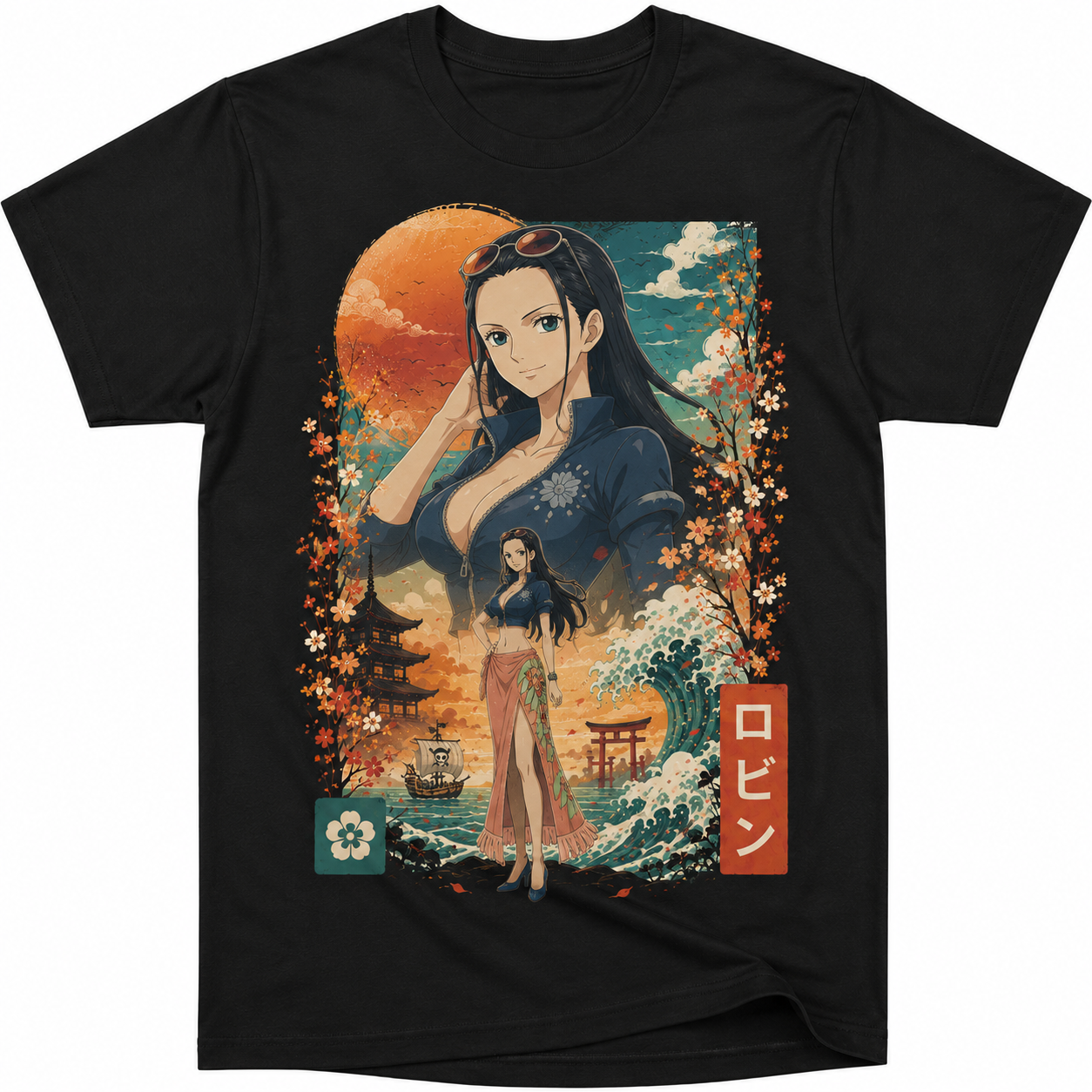 Remera Anime Nico Robin One Piece Manga Corta