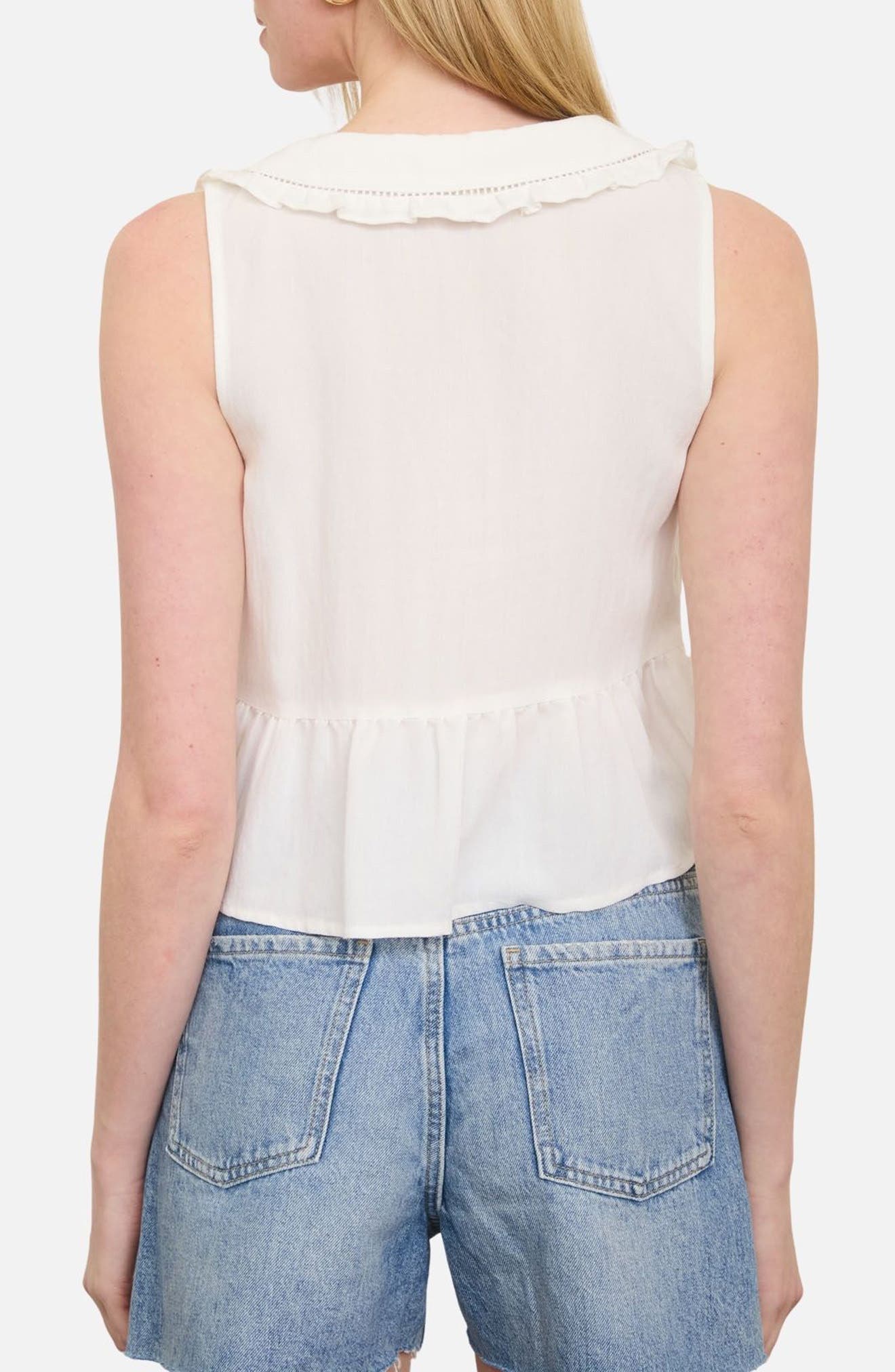 Blu Pepper Collar Sleeveless Peplum Top