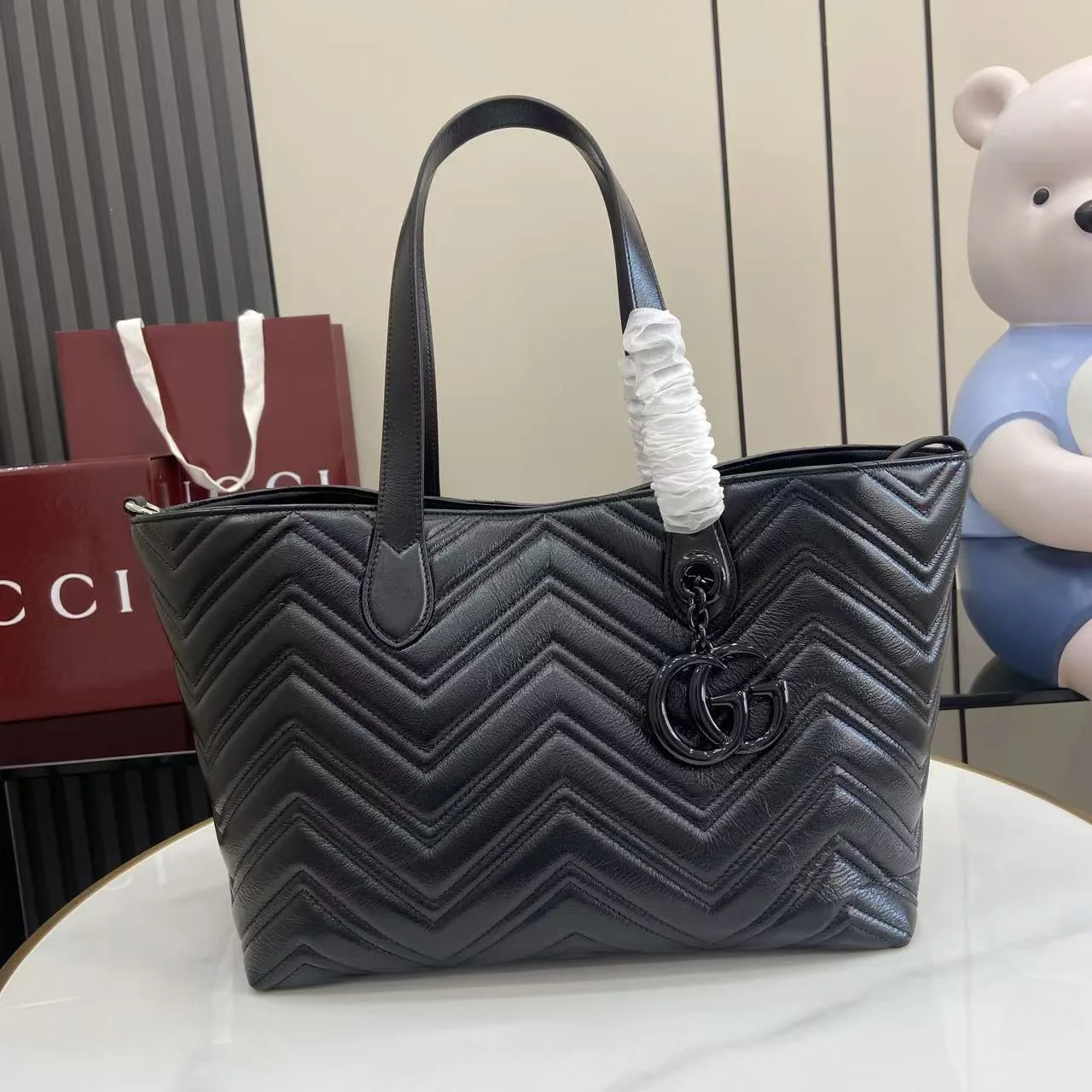 Gucci Marmont Black GG Supreme Canvas Tote Bag product photo from LabelPicks