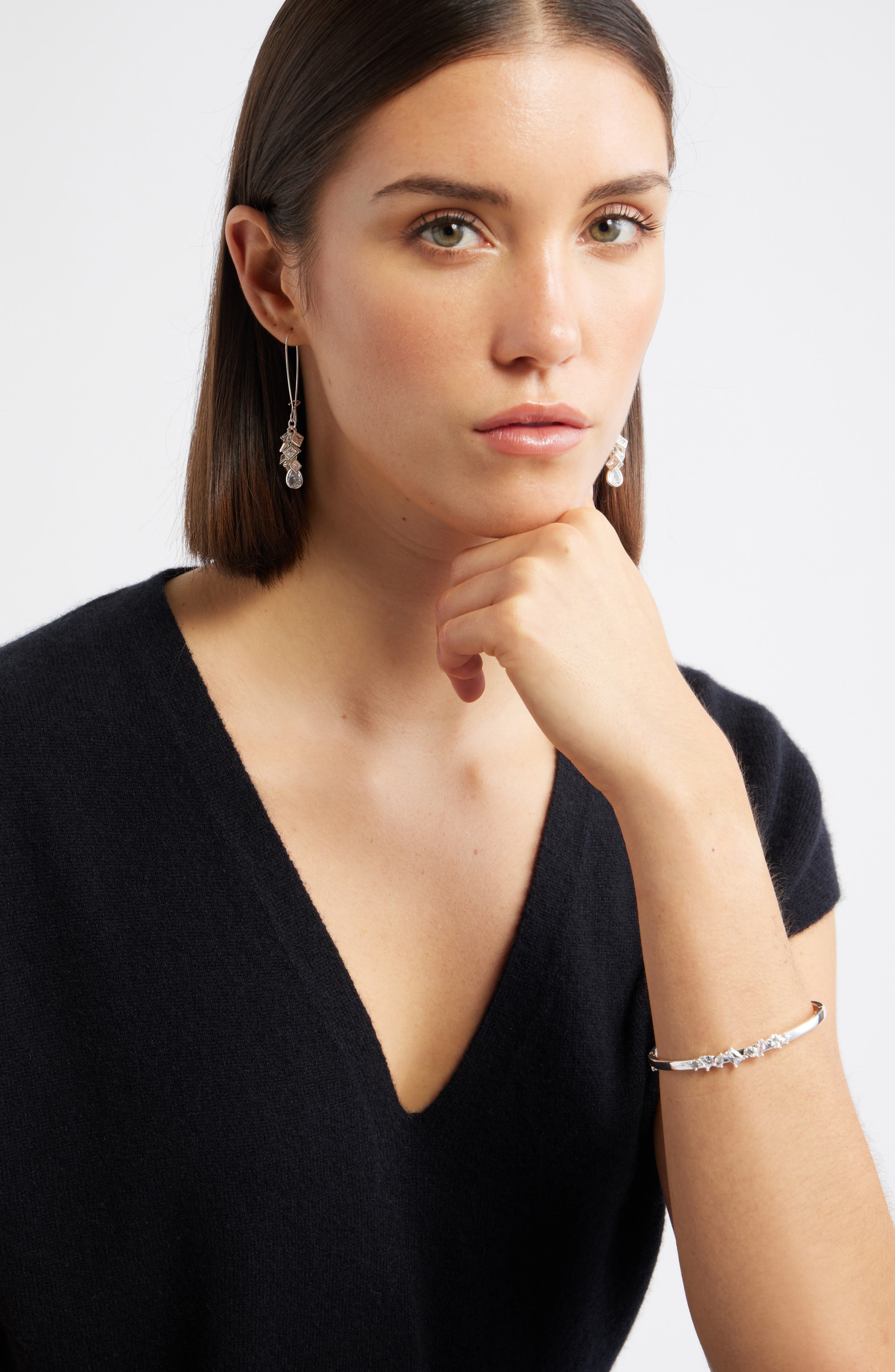 Nordstrom Cubic Zirconia Cluster Hinge Bangle