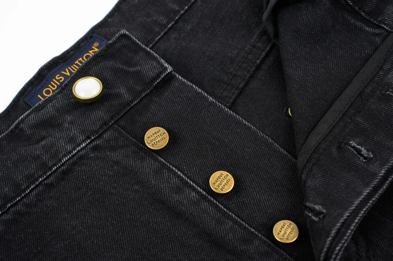 Louis Vuitton Black Stitch Monogram Letter Denim Pants product photo from LabelPicks