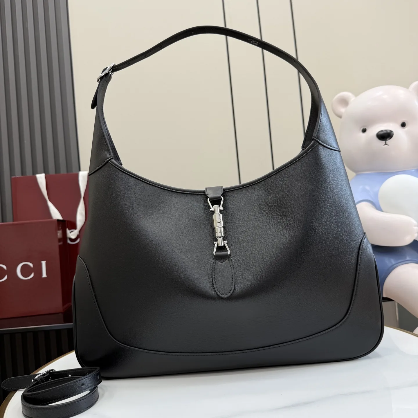 Gucci Jackie Black Grained Leather Shoulder Bag product photo from LabelPicks