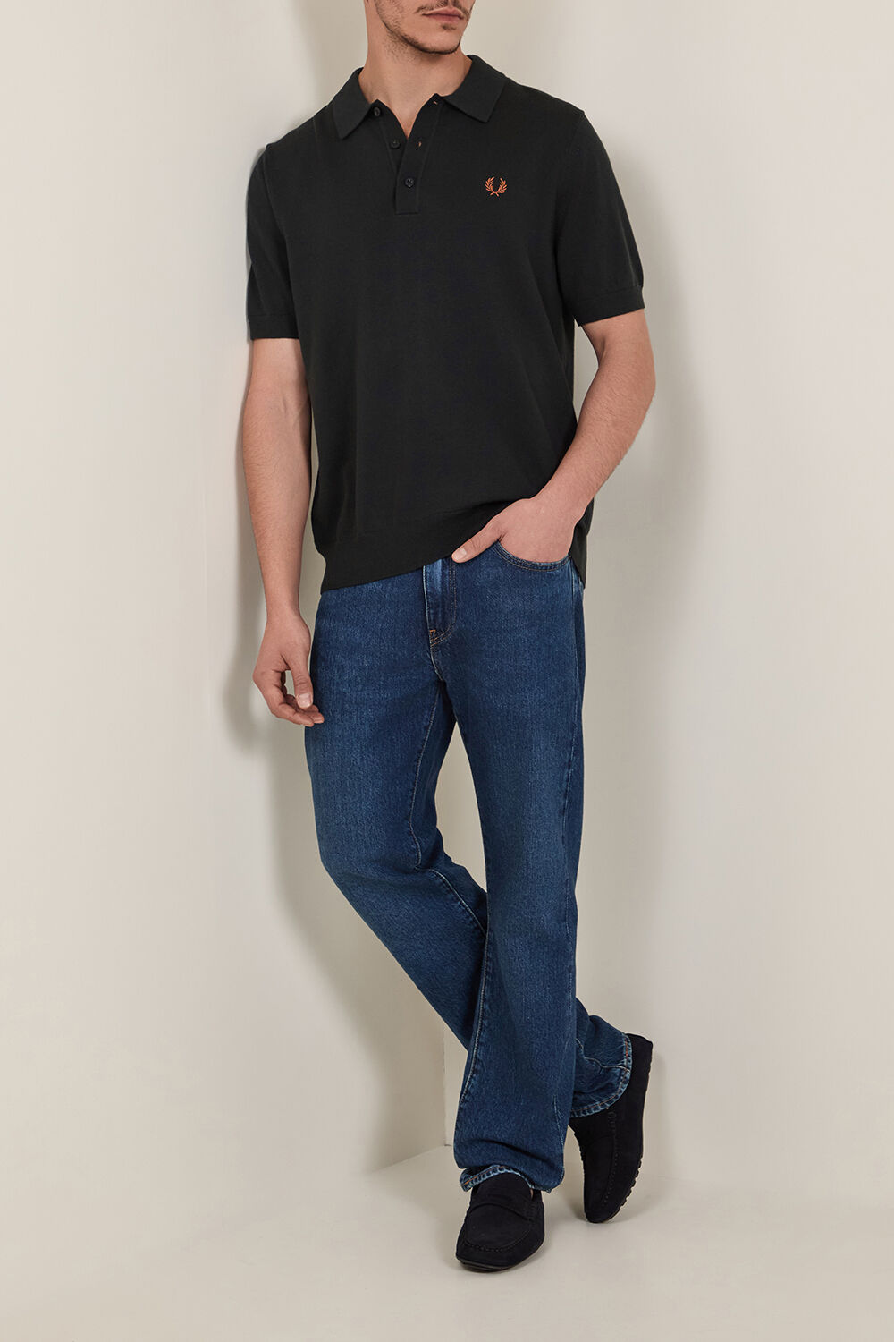 FRED PERRY חולצת פולו מצמר וכותנה