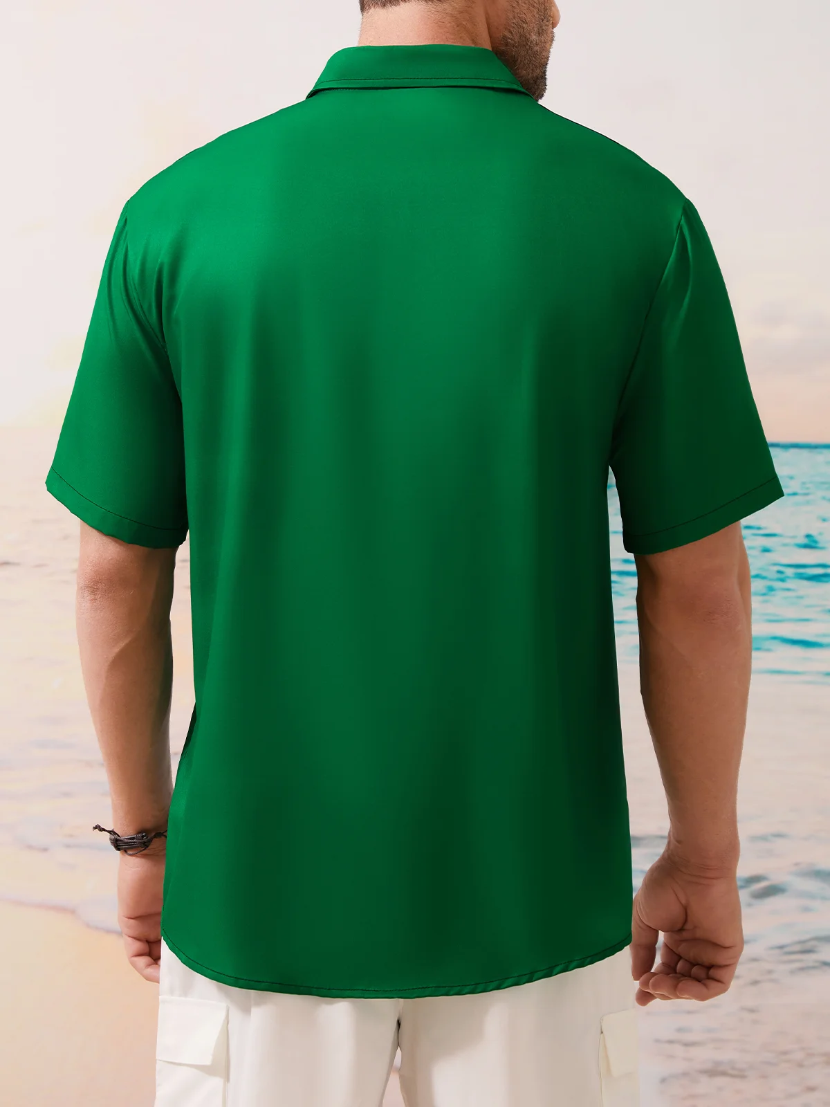 St. Patrick's Day Shamrock Chest Pocket Short Sleeve Bowling Shirt