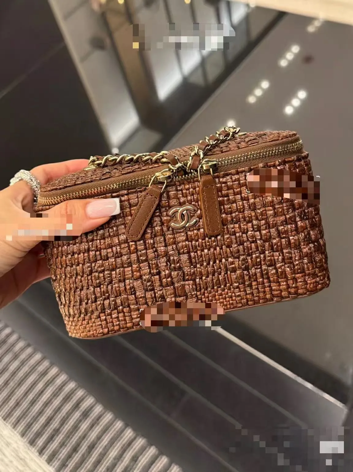 Chanel Brown Woven Leather Top Handle Bag product photo from LabelPicks