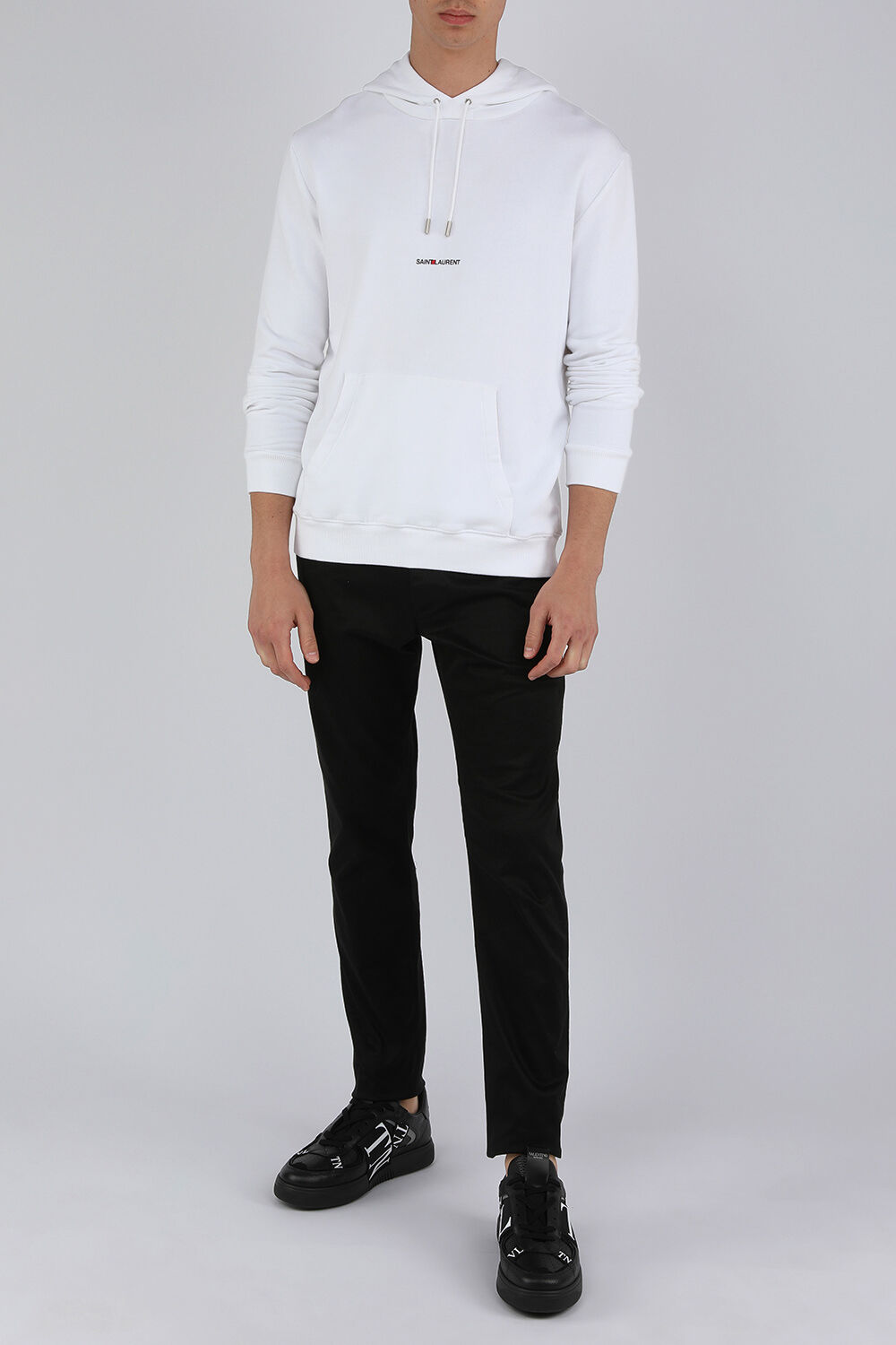SAINT LAURENT Saint Laurent Logo Hoodie in White