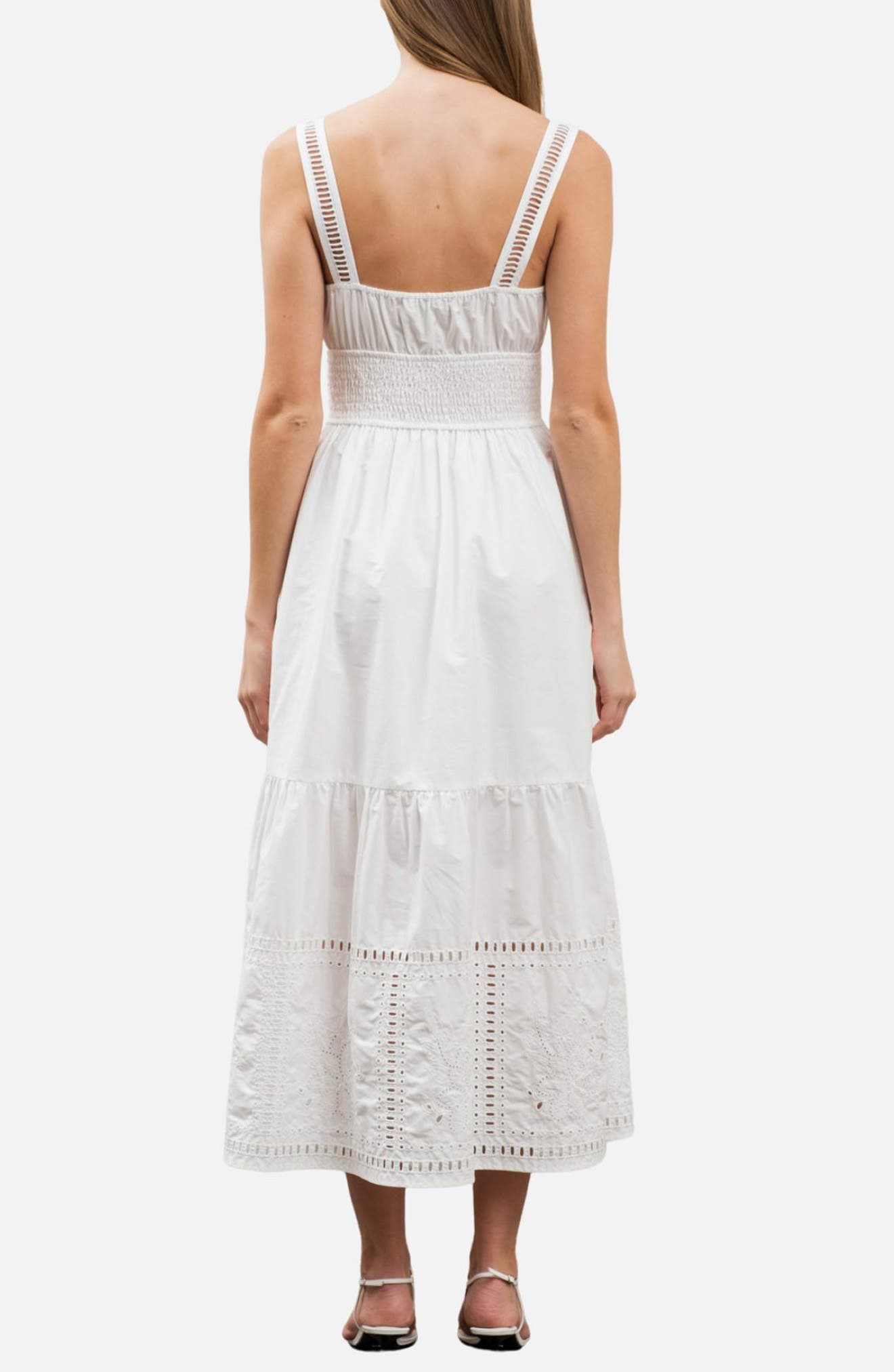 MOON RIVER Sleeveless Tiered Midi Sundress