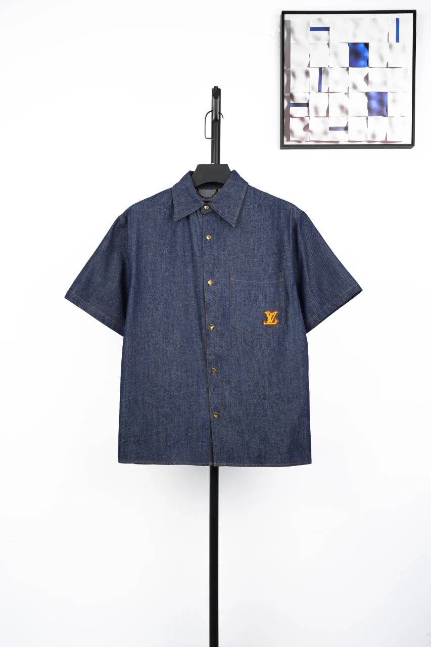 Louis Vuitton Blue Rope Signature Letter Embroidered Short Sleeve Shirt product photo from LabelPicks