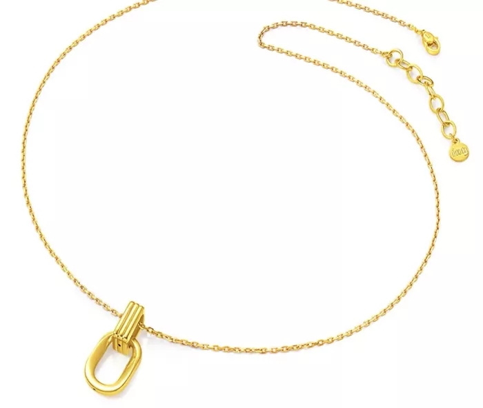 Vintage Geometric Double Ring Necklace Pendant