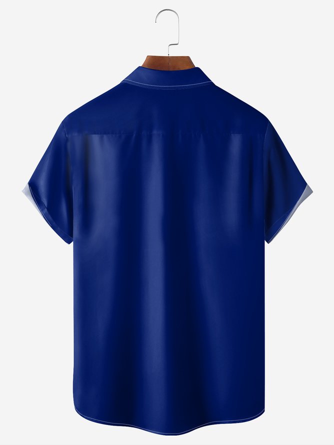 Flamingo Chest Pocket Short Sleeve Bowling Shirt