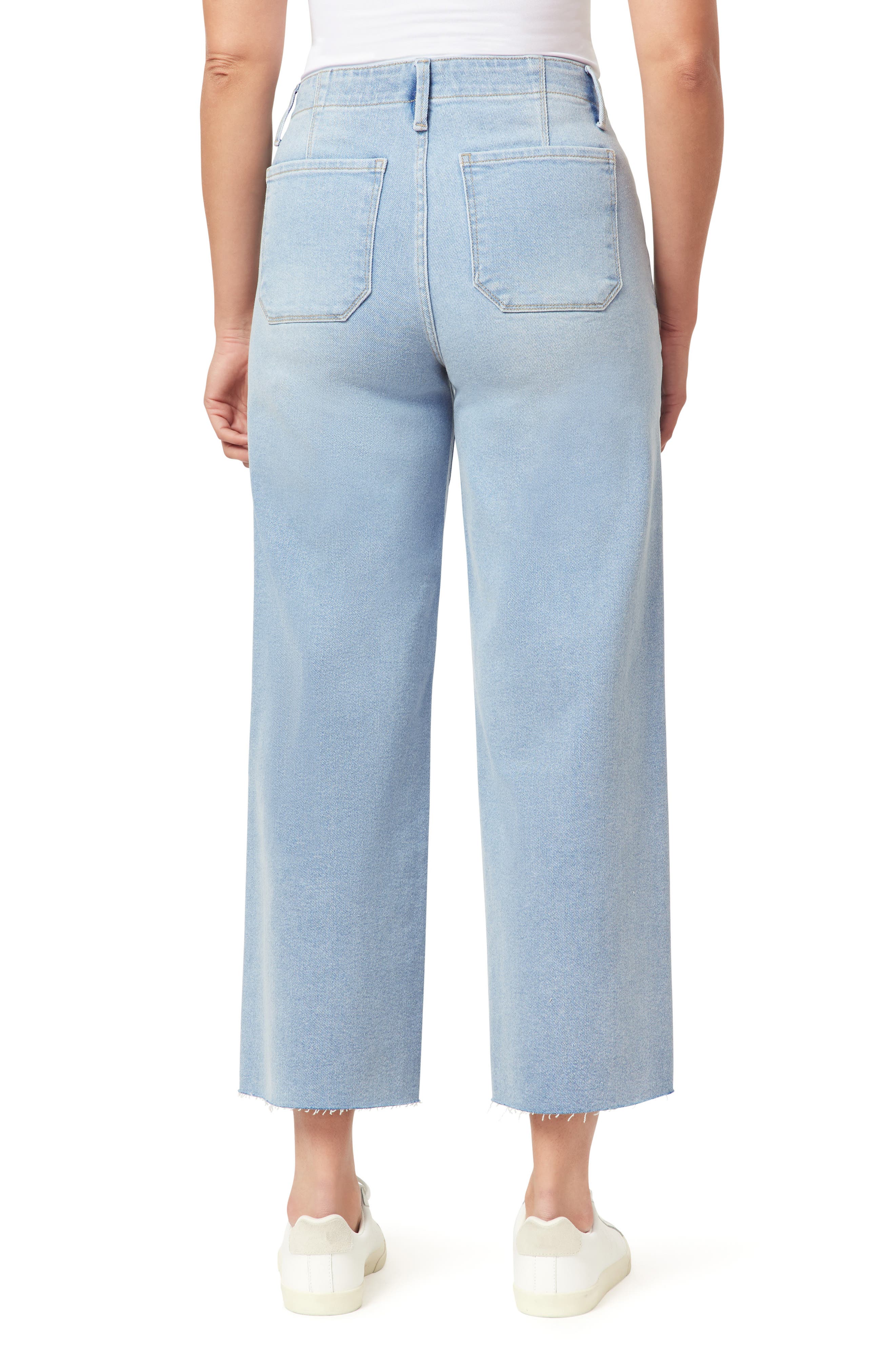 Kensie High Waist Raw Hem Crop Wide Leg Jeans