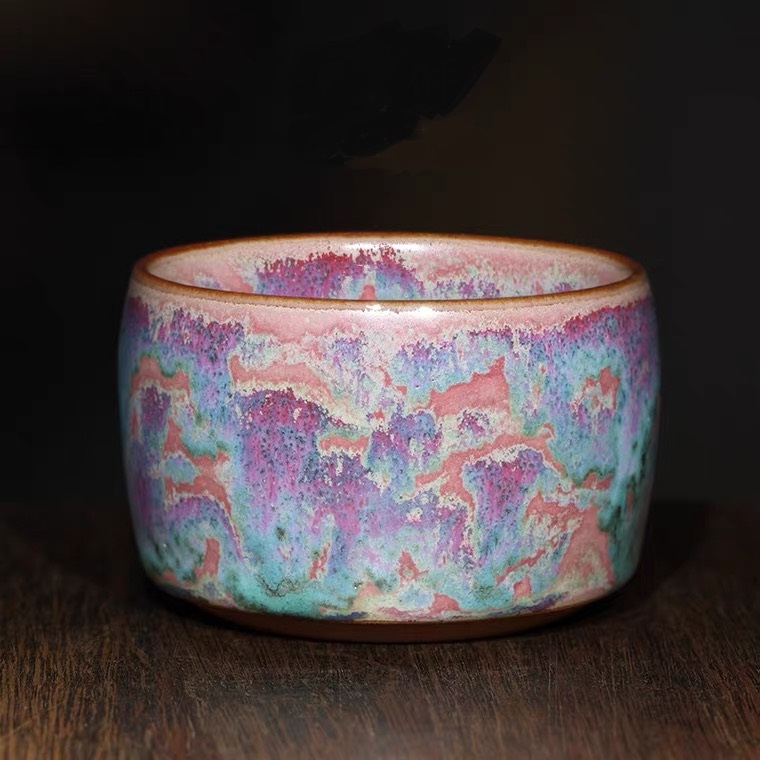 Chinese Master Pure Handmade Works Dunhuang Impression Jun Porcelain Teacup Jun Kiln Master Cup Teacup Gift Box