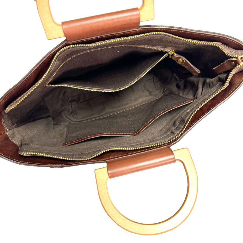 Burnt Orange Cognac Geometric Tote