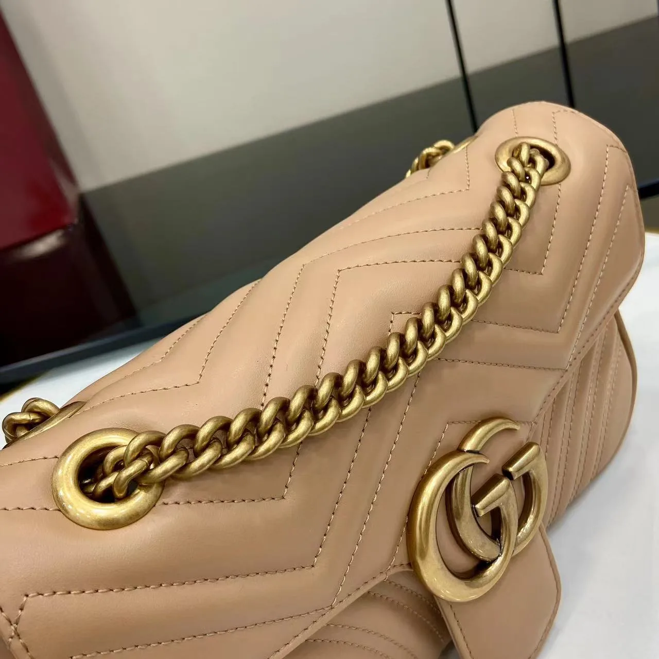 Gucci Marmont Beige GG Supreme Canvas Shoulder Bag product photo from LabelPicks