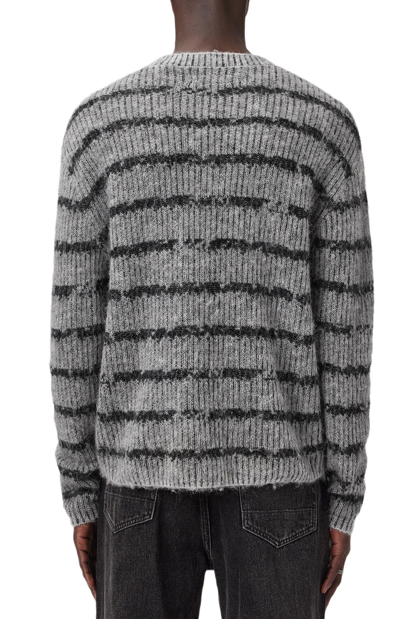 AllSaints Dissolved Stripe Crewneck Sweater