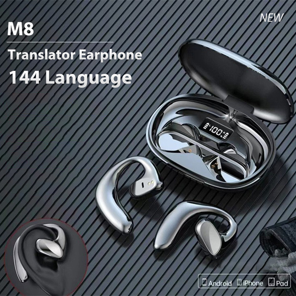 Bluetooth smart translation headset two-way dialogue simultaneous translation machine voice real-time translation bluetooth headset M8