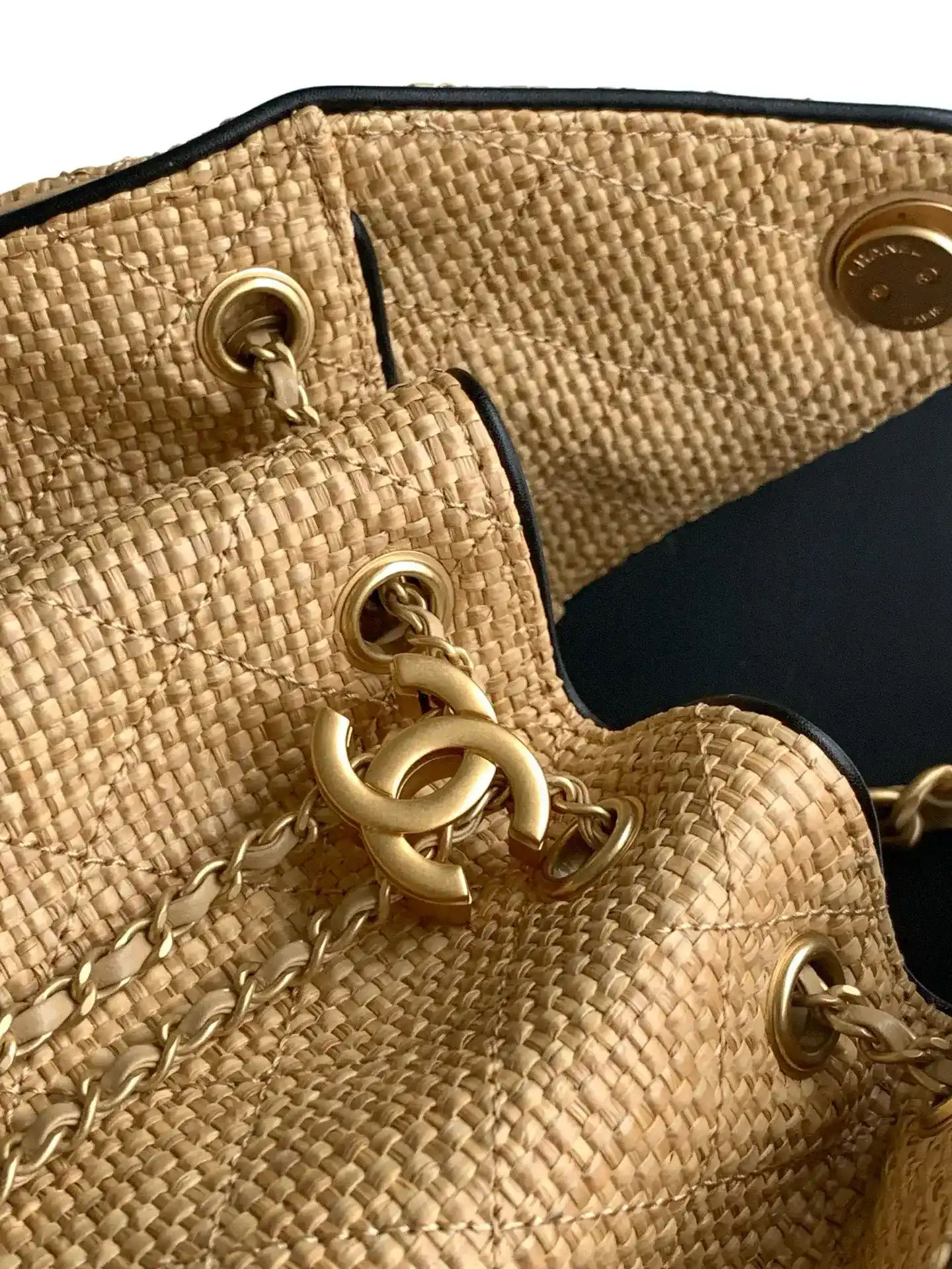 Chanel Black Straw Woven Bucket Bag product photo from LabelPicks