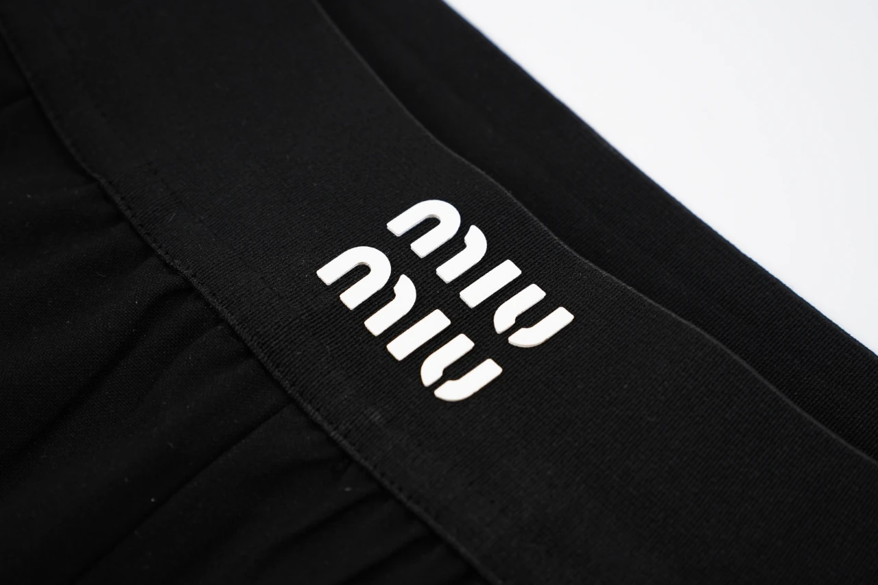 Miu Miu Black Elastic Waist Straight Trousers product photo from LabelPicks