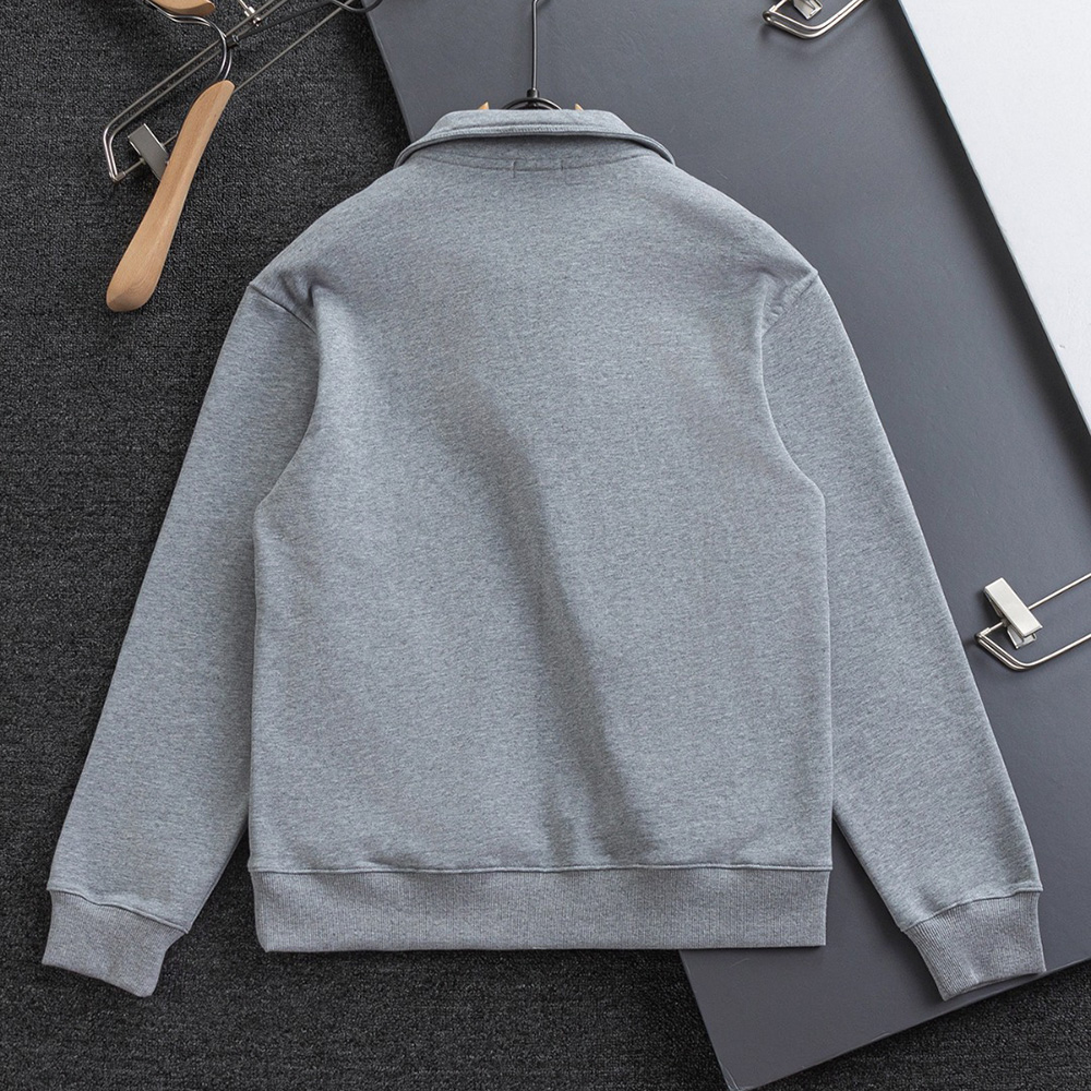 Embroidered Long Sleeve Lapel Half-Zip Sweatshirt