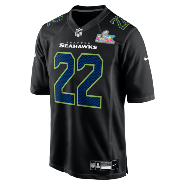 Men's Seattle Seahawks Rashid Shaheed Nike Black Super Bowl LX Patch Carbon Fashion Game Jersey