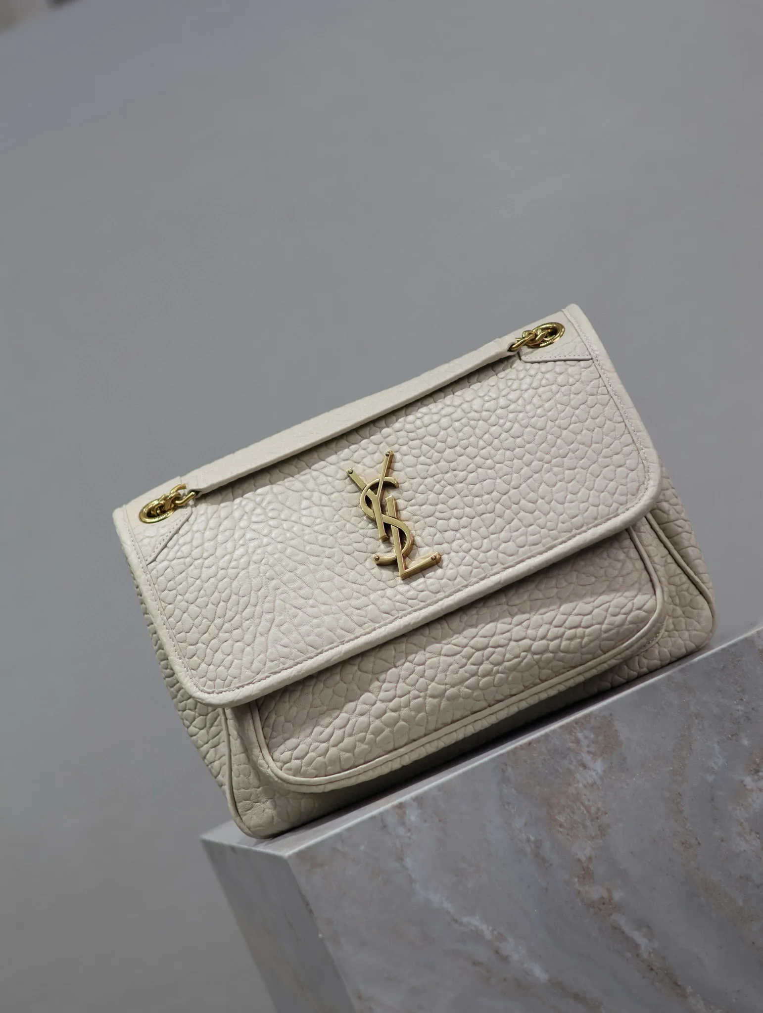Saint Laurent White Niki Lambskin Shoulder Bag product photo from LabelPicks