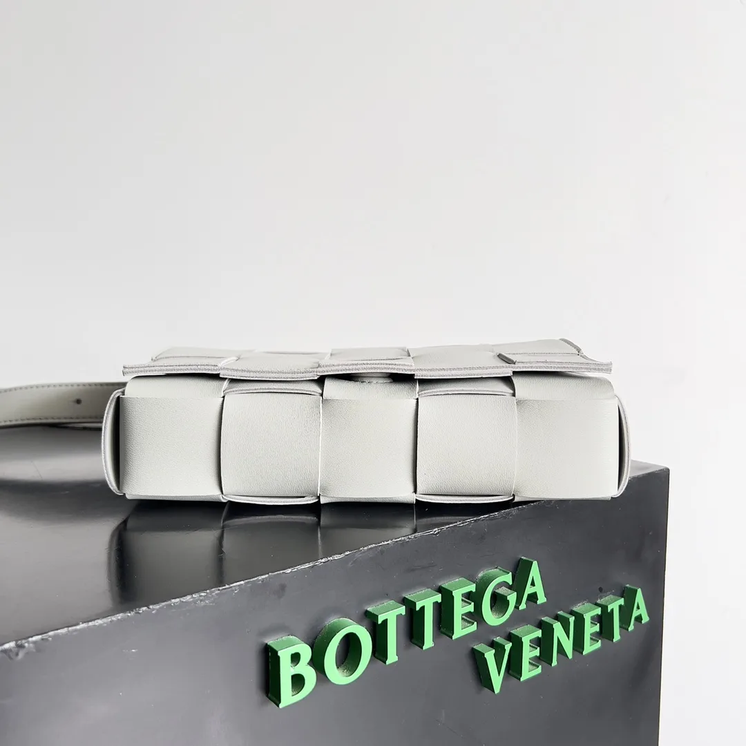 Bottega Veneta Cassette Grey Intrecciato Woven Leather Shoulder Bag product photo from LabelPicks