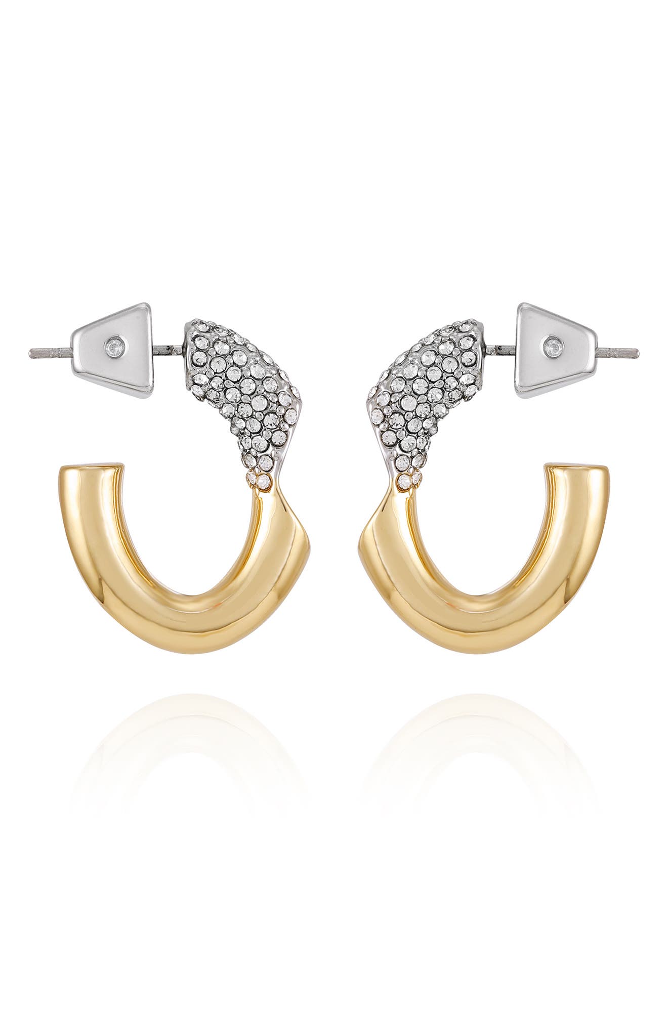 Vince Camuto Two-Tone Pavé Crystal Hoop Earrings