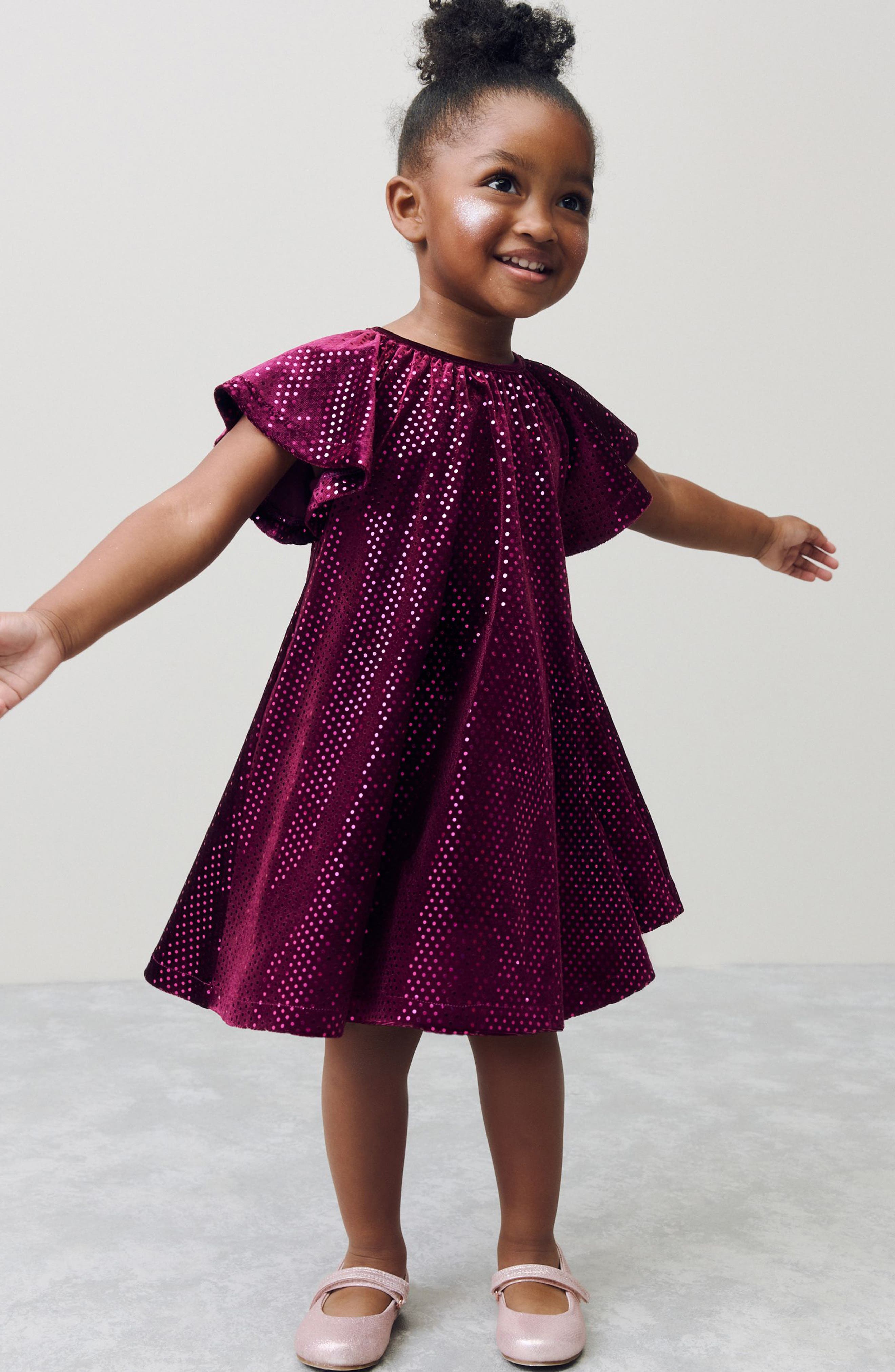 NEXT Kids' Foil Dot Velvet Dress
