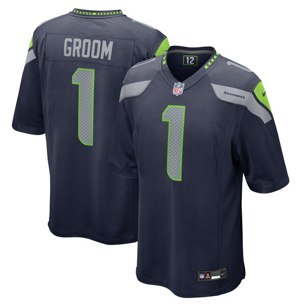 Number 1 Groom Seattle Seahawks Nike Game Jersey - College Navy