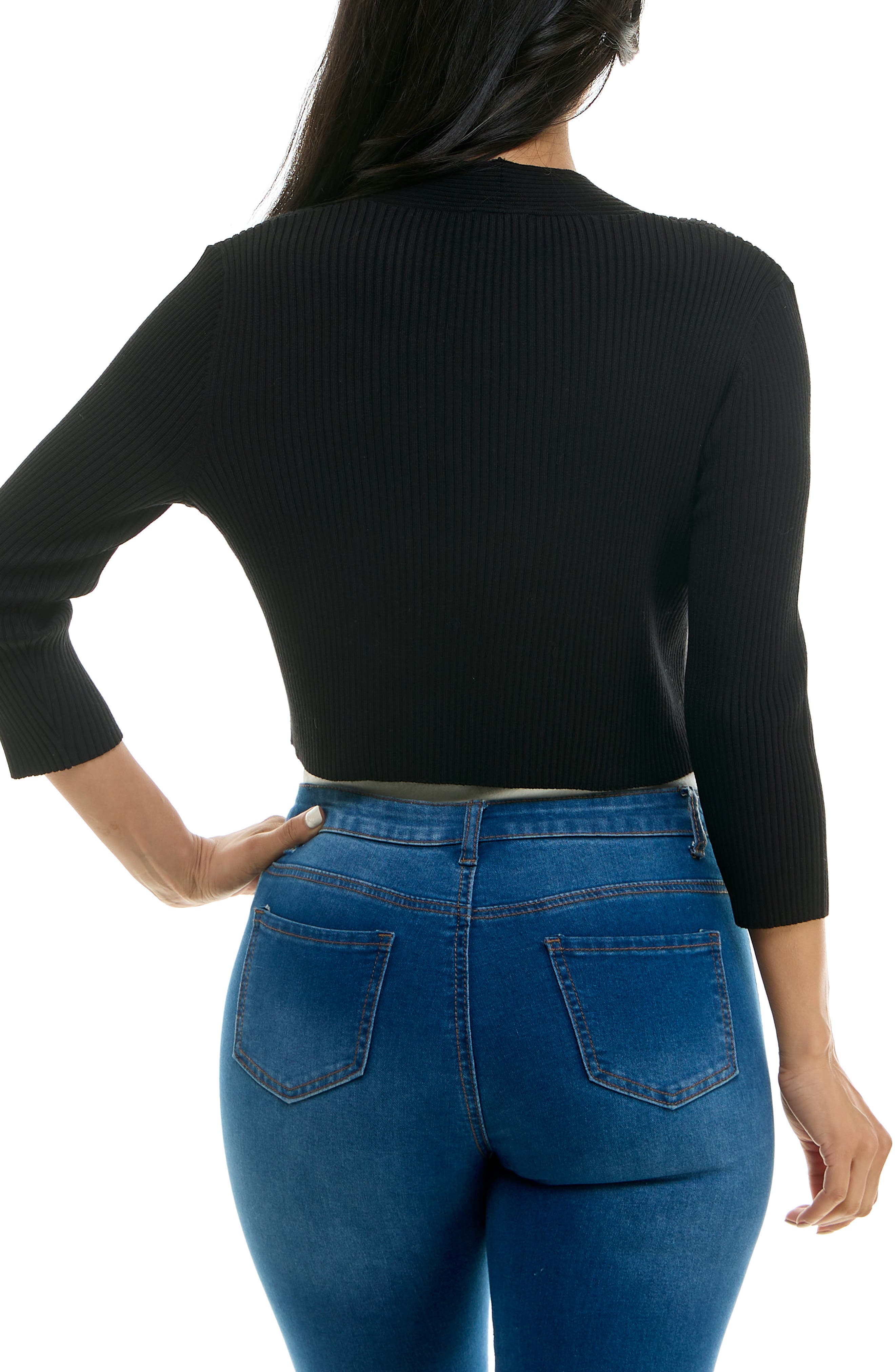 Nina Leonard Ribbed Bolero Cardigan