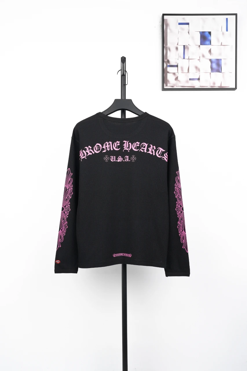 Chrome Hearts Black Pink Sanskrit Waffle Long Sleeve T-Shirt product photo from LabelPicks