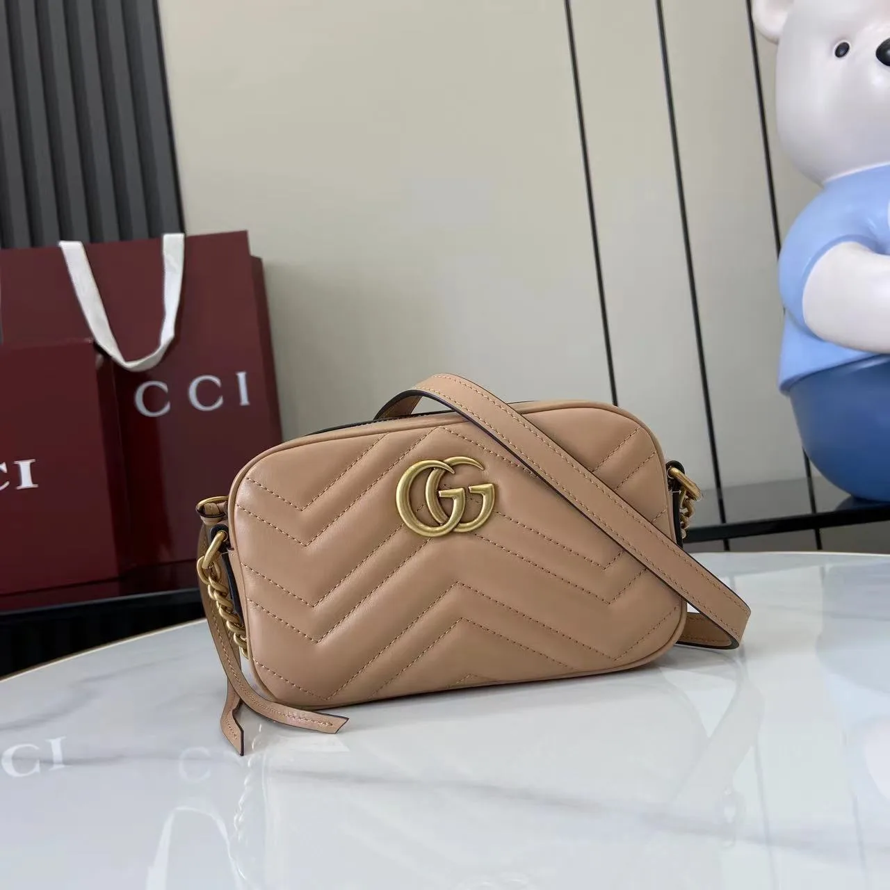 Gucci Beige Marmont GG Supreme Canvas Crossbody Bag product photo from LabelPicks