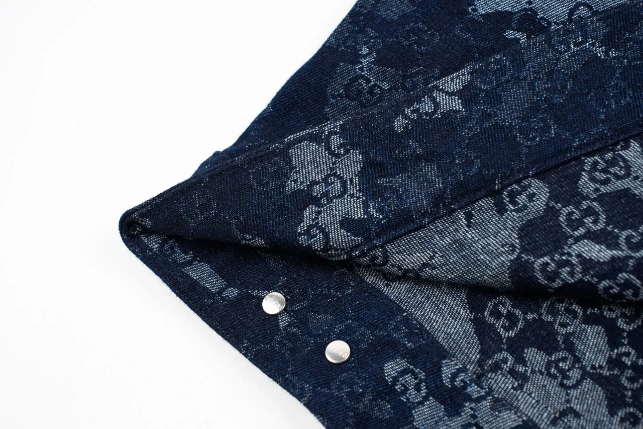 GUCCI Blue White Marble GG Denim Zip Jacket product photo from LabelPicks