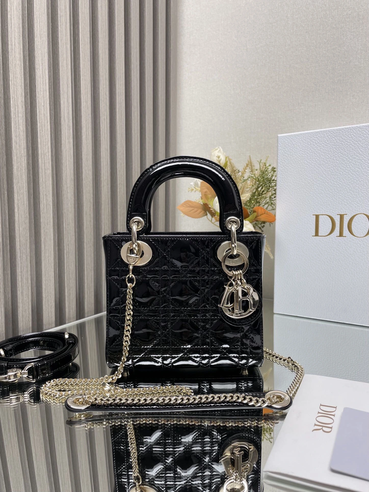 Dior Lady Patent Leather Black