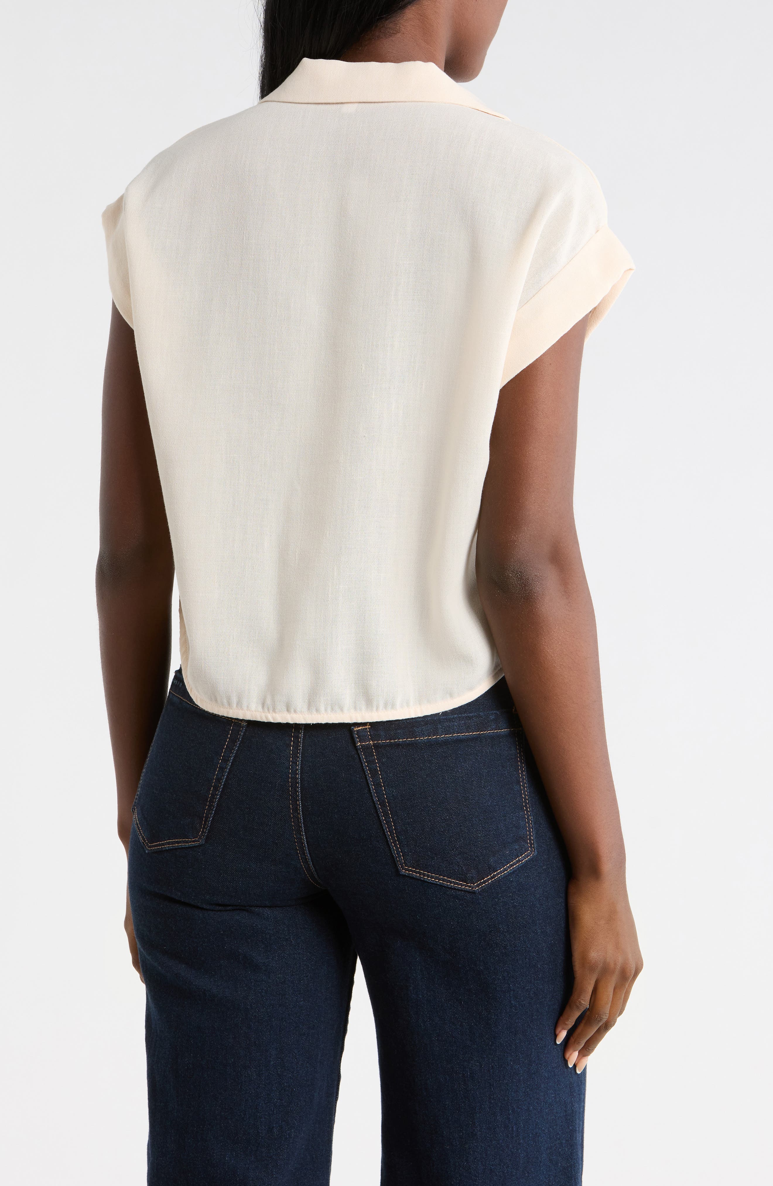DR2 by Daniel Rainn Johnny Collar Short Sleeve Crop Top