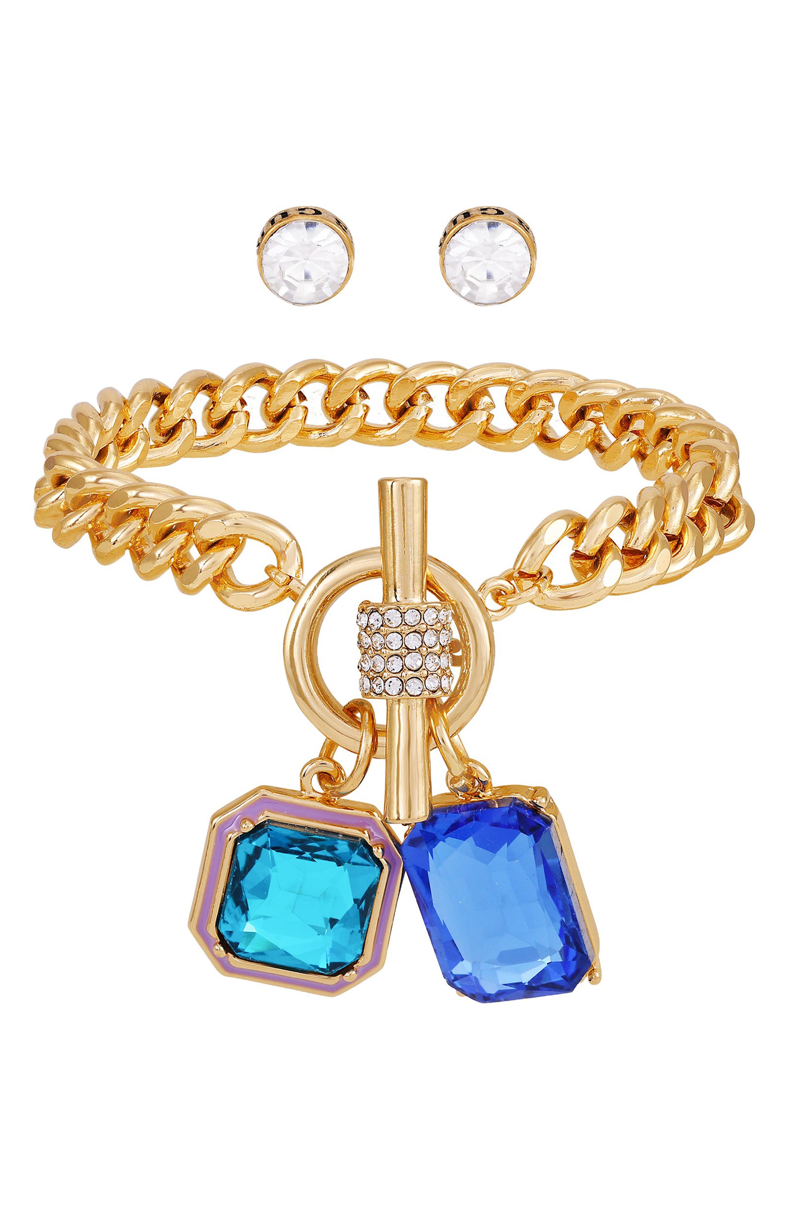 GUESS Toggle Bracelet & Stud Earrings Set