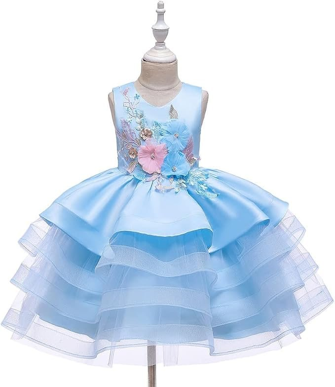 Girls Dress Embroidery Cake Mineral Princess Dress Girl Carnival Party Ball Dress.Suitable for height 120cm