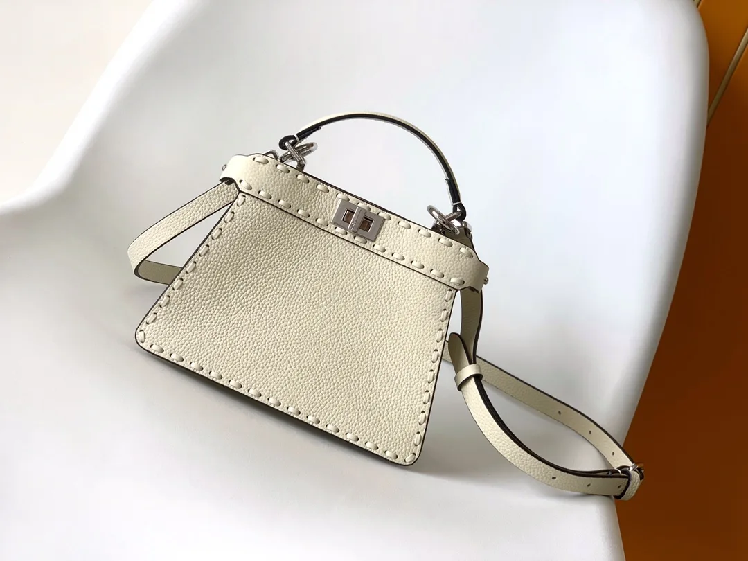 Fendi White Peekaboo Calfskin Top Handle Bag product photo from LabelPicks