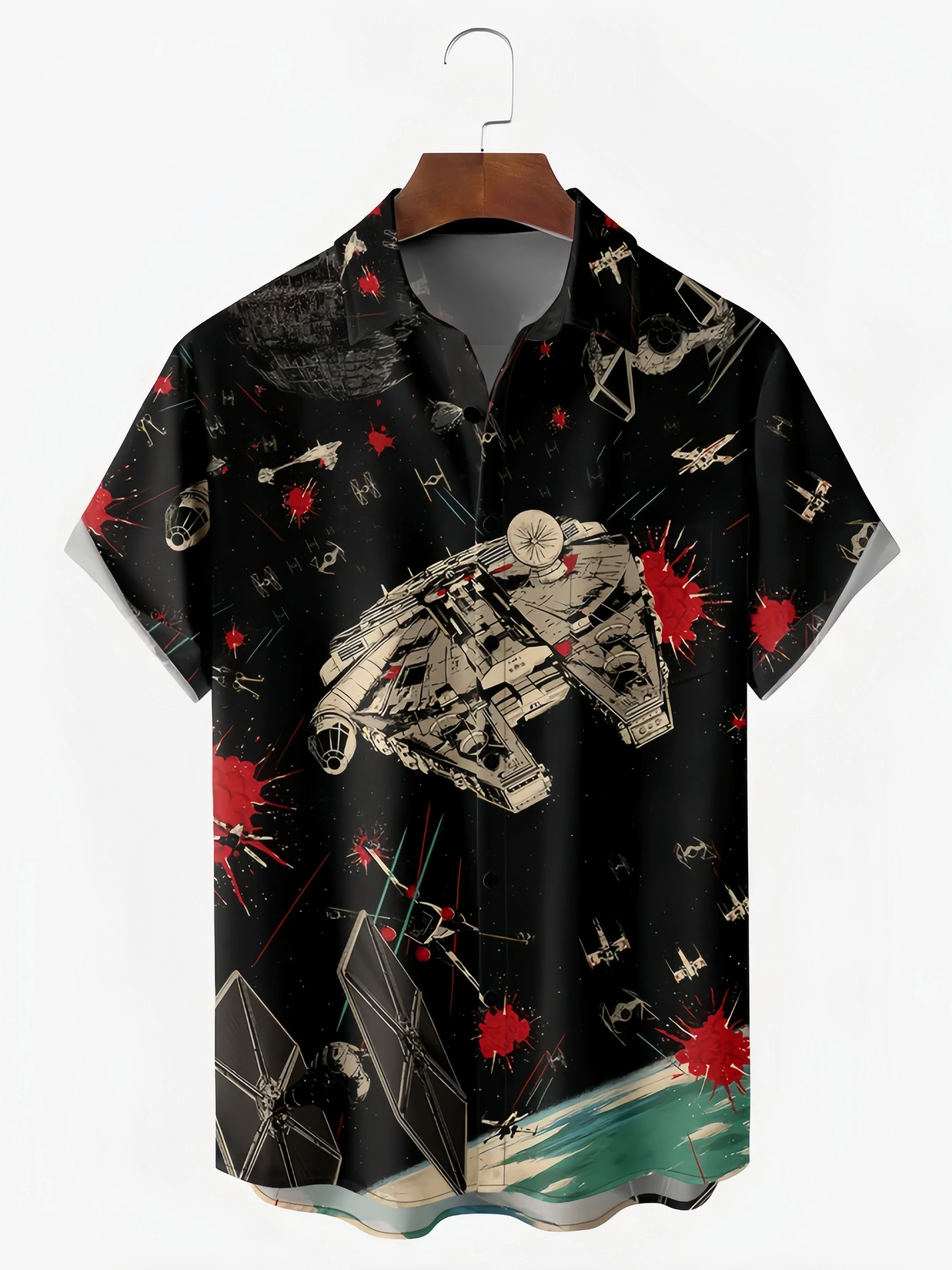 Spaceship Chest Pocket Short Sleeve Shirt