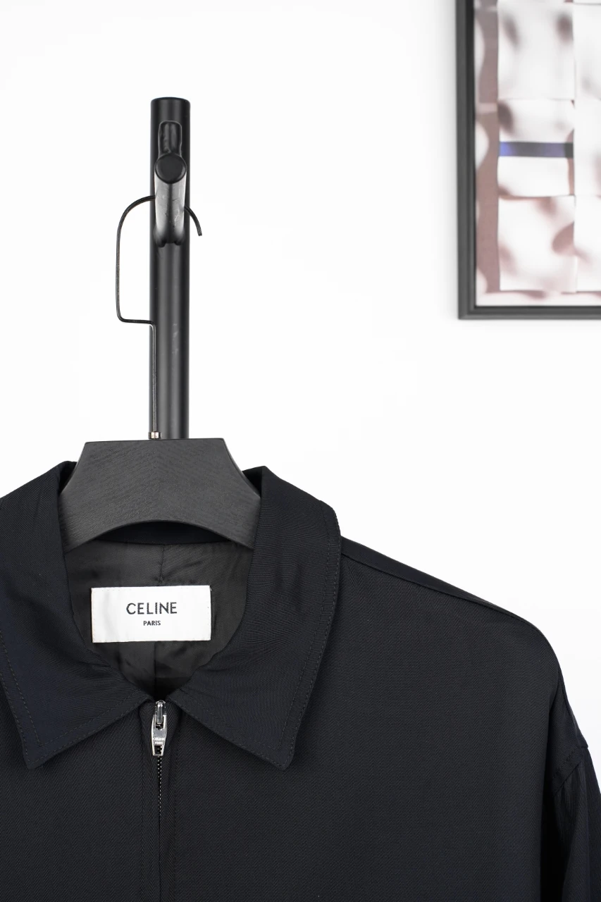 CELINE Black Triomphe Embroidered Collared Jacket product photo from LabelPicks