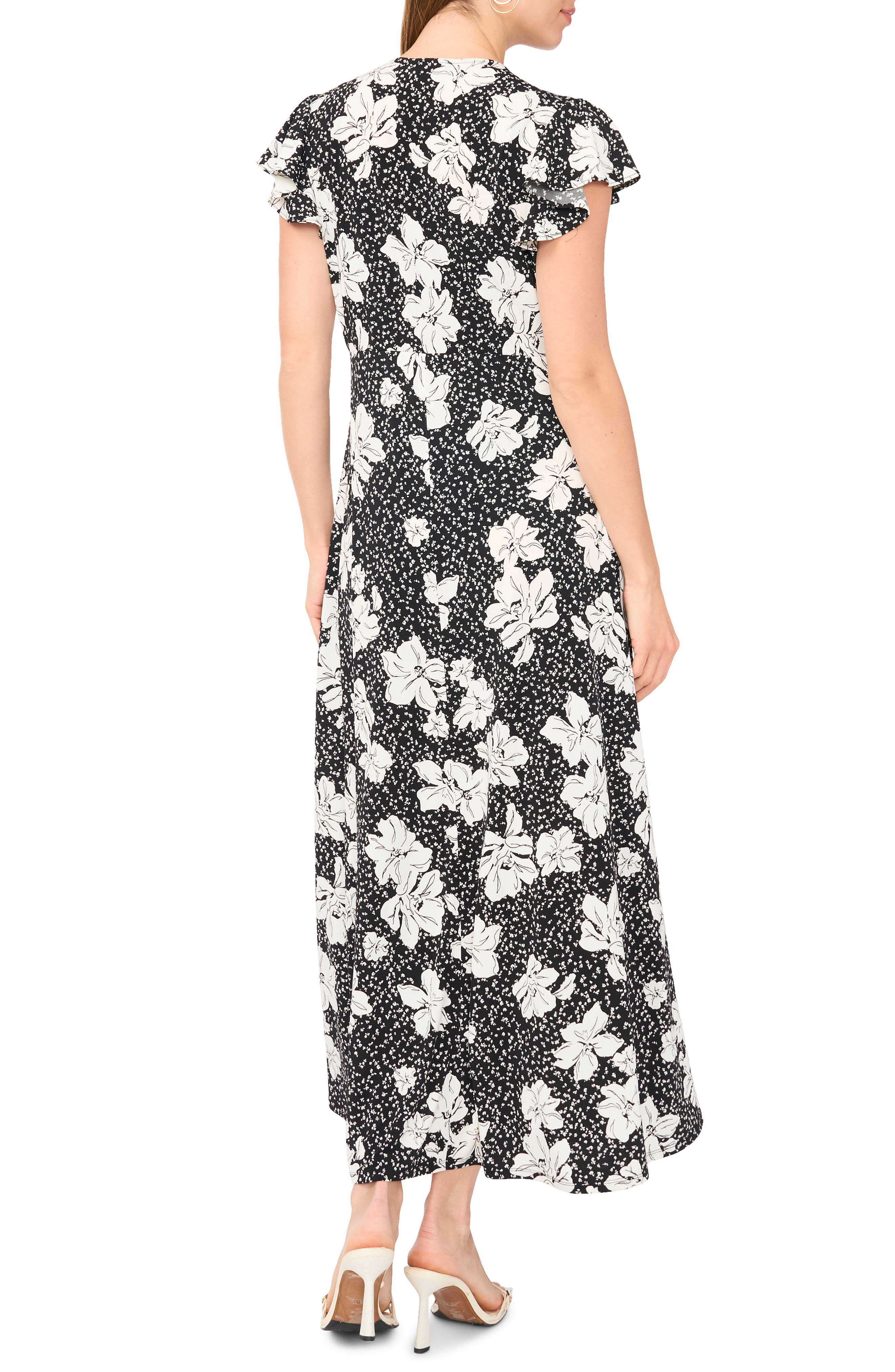 Halogen® Floral Cap Sleeve Empire Waist Maxi Dress