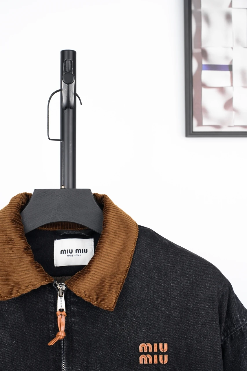 Miu Miu Black Logo Denim Padded Jacket product photo from LabelPicks