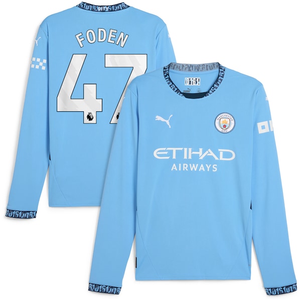 Phil Foden Manchester City Puma 2024/25 Home Replica Long Sleeve Player Jersey - Light Blue