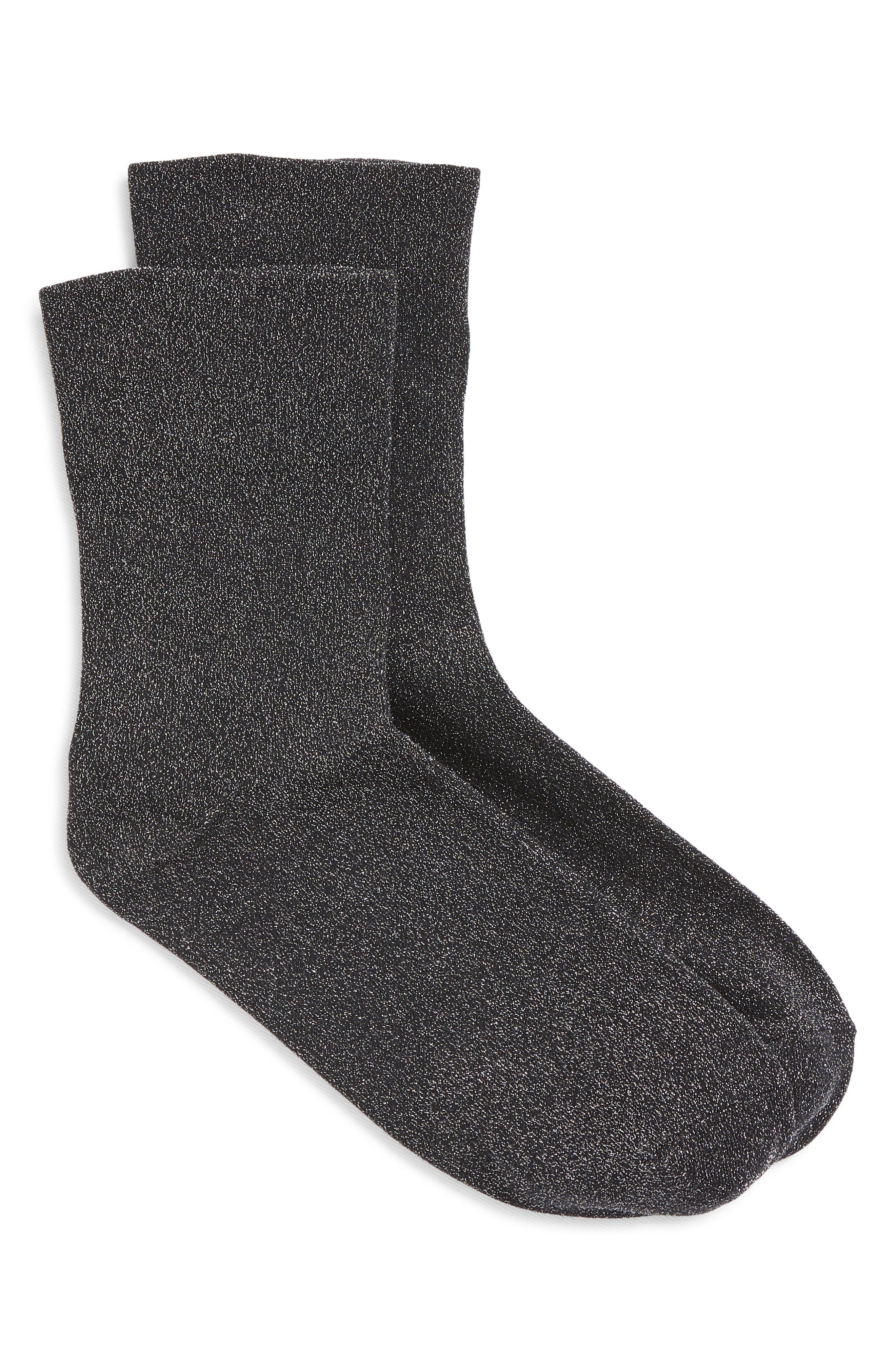 Nordstrom Allover Sparkle Metallic Quarter Socks