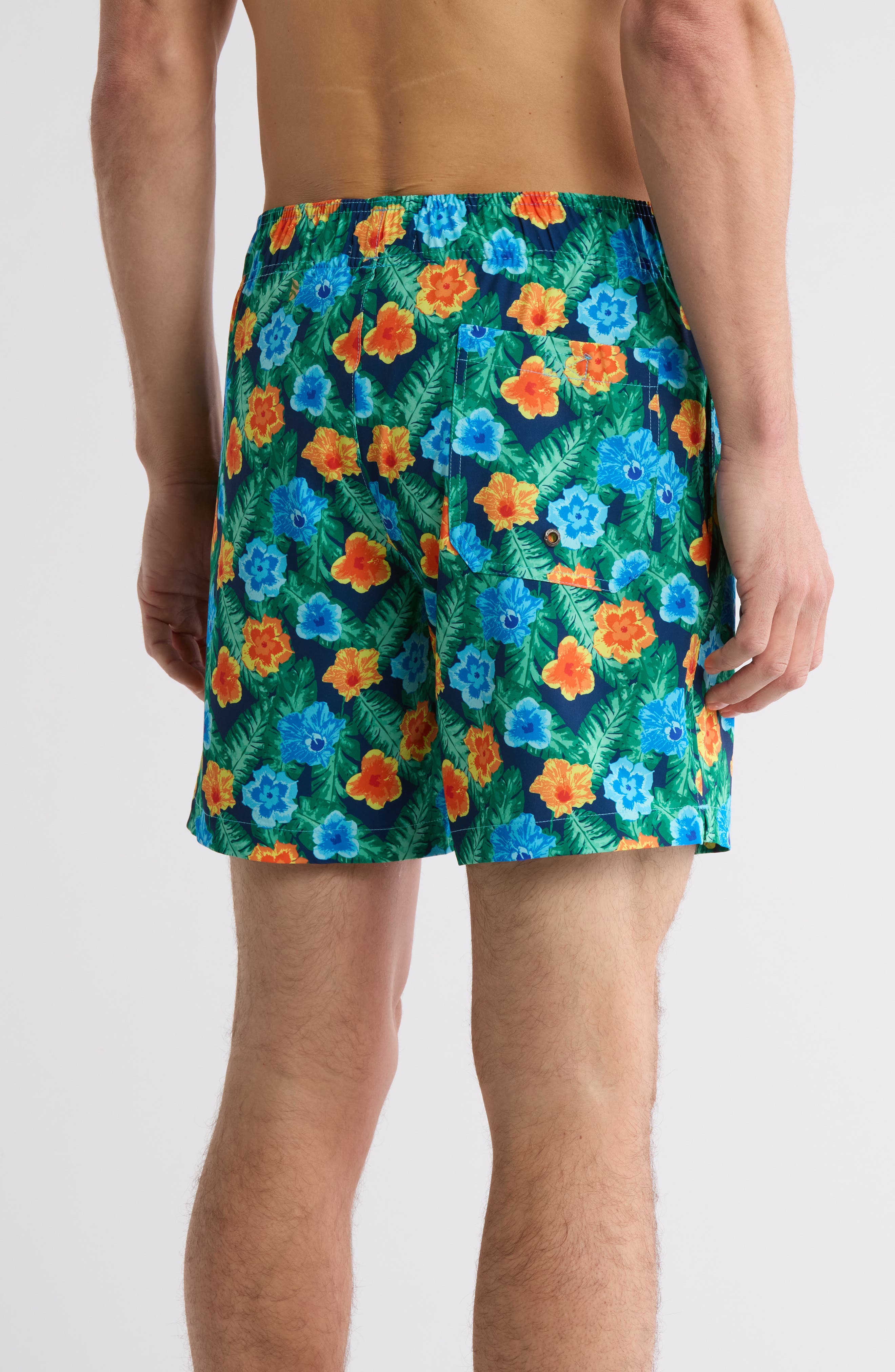 Mr.Swim Hibiscus Leaf Print Swim Trunks