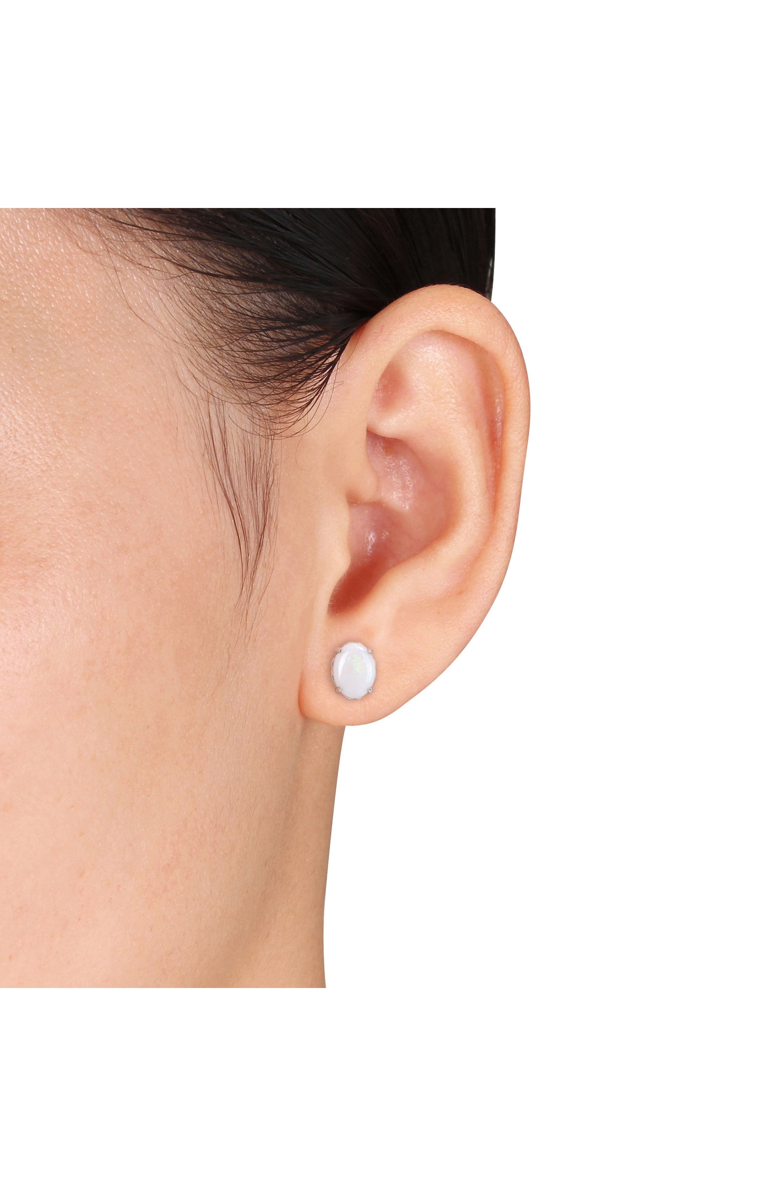 DELMAR Oval Opal Stud Earrings & Pendant Necklace Set
