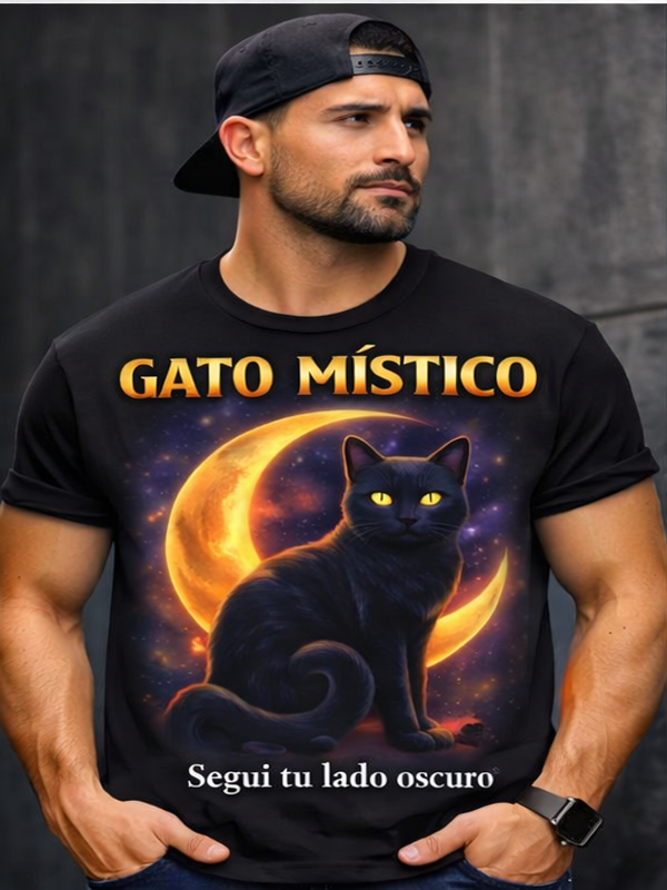 Remera Gato Místico – Luna y Noche