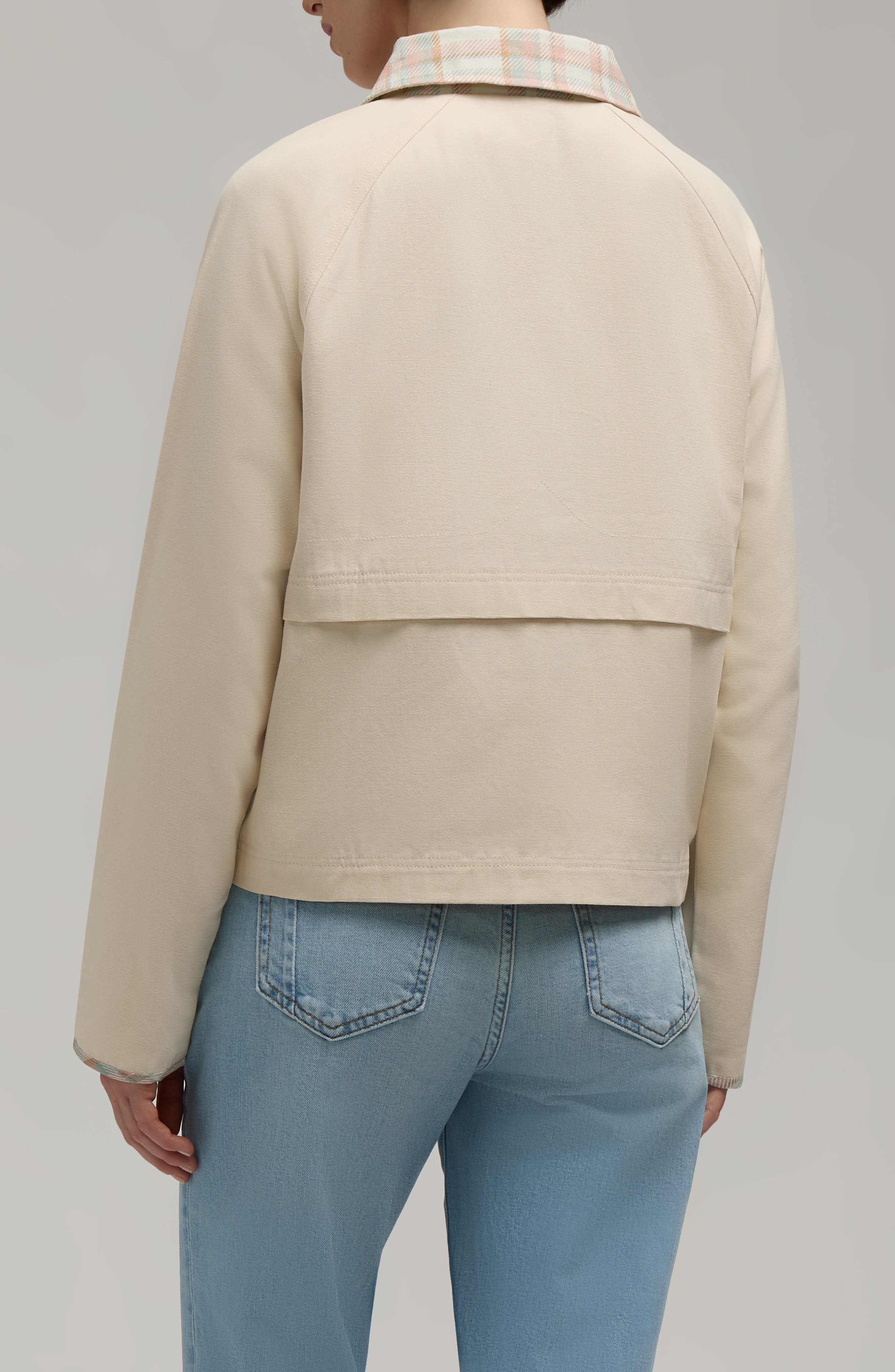 Hunter Plaid Collar Cotton Twill Crop Field Jacket