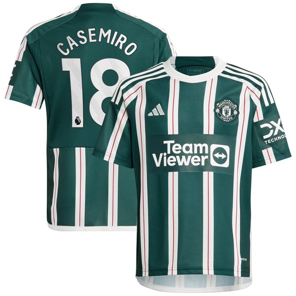 Casemiro Manchester United adidas Youth 2023/24 Away Replica Player Jersey - Green/White